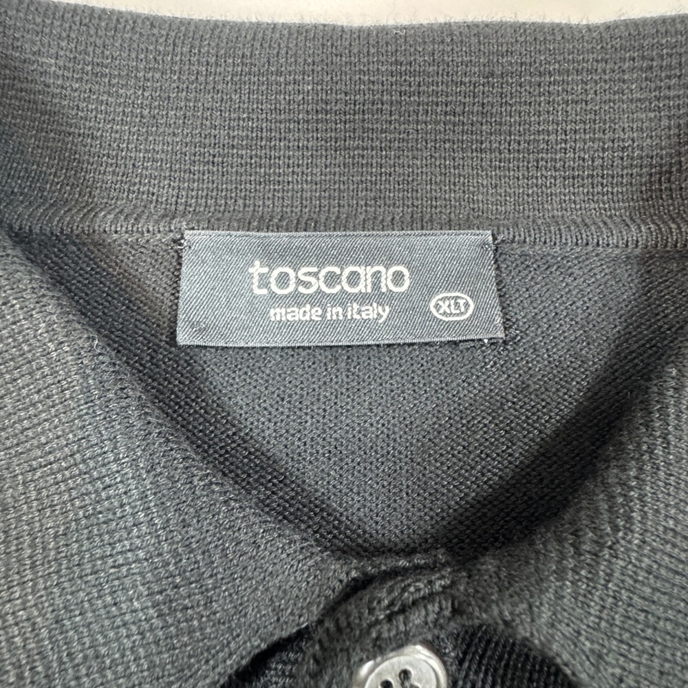 Toscano Long Sleeve Knit Polo Sweater Made in Italy Men's XLT‎ Black Luxury - Picture 3 of 8